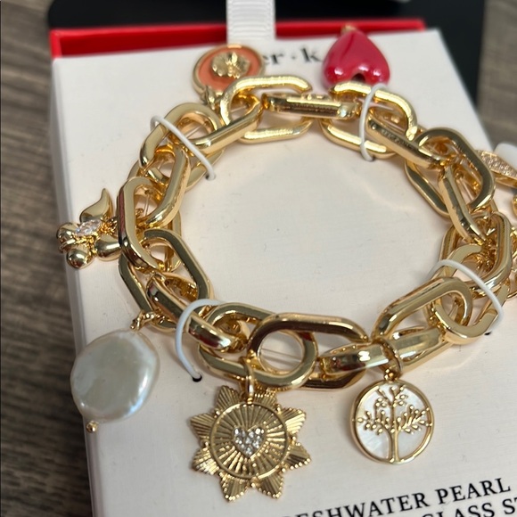 Piper Gold and Red Statement Chain-Link Bracelet - Picture 5 of 6